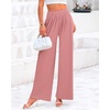 image:imageBTFBM Palazzo Pants for Women 2026 Summer Clothes Pockets High Waist Casual Ribbed Knit Flowy Spring Wide Leg TrousersDusty Pink