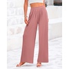 image:imageBTFBM Palazzo Pants for Women 2026 Summer Clothes Pockets High Waist Casual Ribbed Knit Flowy Spring Wide Leg TrousersDusty Pink
