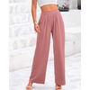 image:imageBTFBM Palazzo Pants for Women 2026 Summer Clothes Pockets High Waist Casual Ribbed Knit Flowy Spring Wide Leg TrousersDusty Pink