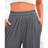 image:imageBTFBM Palazzo Pants for Women 2026 Summer Clothes Pockets High Waist Casual Ribbed Knit Flowy Spring Wide Leg TrousersGrey