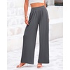 image:imageBTFBM Palazzo Pants for Women 2026 Summer Clothes Pockets High Waist Casual Ribbed Knit Flowy Spring Wide Leg TrousersGrey