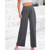 image:imageBTFBM Palazzo Pants for Women 2026 Summer Clothes Pockets High Waist Casual Ribbed Knit Flowy Spring Wide Leg TrousersGrey