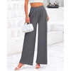 image:imageBTFBM Palazzo Pants for Women 2026 Summer Clothes Pockets High Waist Casual Ribbed Knit Flowy Spring Wide Leg TrousersGrey