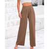 image:imageBTFBM Palazzo Pants for Women 2026 Summer Clothes Pockets High Waist Casual Ribbed Knit Flowy Spring Wide Leg TrousersKhaki