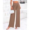 image:imageBTFBM Palazzo Pants for Women 2026 Summer Clothes Pockets High Waist Casual Ribbed Knit Flowy Spring Wide Leg TrousersKhaki