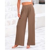 image:imageBTFBM Palazzo Pants for Women 2026 Summer Clothes Pockets High Waist Casual Ribbed Knit Flowy Spring Wide Leg TrousersKhaki