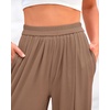 image:imageBTFBM Palazzo Pants for Women 2026 Summer Clothes Pockets High Waist Casual Ribbed Knit Flowy Spring Wide Leg TrousersKhaki