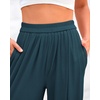 image:imageBTFBM Palazzo Pants for Women 2026 Summer Clothes Pockets High Waist Casual Ribbed Knit Flowy Spring Wide Leg TrousersLake Blue