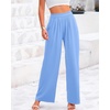 image:imageBTFBM Palazzo Pants for Women 2026 Summer Clothes Pockets High Waist Casual Ribbed Knit Flowy Spring Wide Leg TrousersLight Blue
