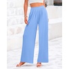 image:imageBTFBM Palazzo Pants for Women 2026 Summer Clothes Pockets High Waist Casual Ribbed Knit Flowy Spring Wide Leg TrousersLight Blue