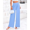image:imageBTFBM Palazzo Pants for Women 2026 Summer Clothes Pockets High Waist Casual Ribbed Knit Flowy Spring Wide Leg TrousersLight Blue