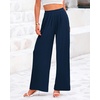 image:imageBTFBM Palazzo Pants for Women 2026 Summer Clothes Pockets High Waist Casual Ribbed Knit Flowy Spring Wide Leg TrousersNavy