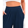 image:imageBTFBM Palazzo Pants for Women 2026 Summer Clothes Pockets High Waist Casual Ribbed Knit Flowy Spring Wide Leg TrousersNavy