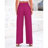 image:imageBTFBM Palazzo Pants for Women 2026 Summer Clothes Pockets High Waist Casual Ribbed Knit Flowy Spring Wide Leg TrousersRose Red