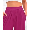image:imageBTFBM Palazzo Pants for Women 2026 Summer Clothes Pockets High Waist Casual Ribbed Knit Flowy Spring Wide Leg TrousersRose Red