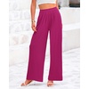 image:imageBTFBM Palazzo Pants for Women 2026 Summer Clothes Pockets High Waist Casual Ribbed Knit Flowy Spring Wide Leg TrousersRose Red