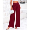 image:imageBTFBM Palazzo Pants for Women 2026 Summer Clothes Pockets High Waist Casual Ribbed Knit Flowy Spring Wide Leg TrousersWine Red