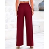image:imageBTFBM Palazzo Pants for Women 2026 Summer Clothes Pockets High Waist Casual Ribbed Knit Flowy Spring Wide Leg TrousersWine Red
