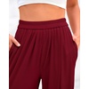 image:imageBTFBM Palazzo Pants for Women 2026 Summer Clothes Pockets High Waist Casual Ribbed Knit Flowy Spring Wide Leg TrousersWine Red