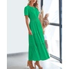 image:imageBTFBM Womens Summer 2026 Casual Midi Maxi Dresses Lightweight Short Sleeve V Neck Elastic Waist Boho Beach Dress PocketsBright Green