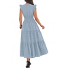 image:imageBTFBM Womens Summer Maxi Dress 2026 Spring Boho Vacation Ruffle Flutter Short Sleeve A Line Tiered Flowy Dresses PocketsBlue Grey