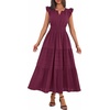 image:imageBTFBM Womens Summer Maxi Dress 2026 Spring Boho Vacation Ruffle Flutter Short Sleeve A Line Tiered Flowy Dresses PocketsBurgundy