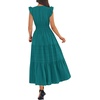image:imageBTFBM Womens Summer Maxi Dress 2026 Spring Boho Vacation Ruffle Flutter Short Sleeve A Line Tiered Flowy Dresses PocketsMalachite Green
