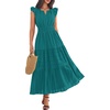 image:imageBTFBM Womens Summer Maxi Dress 2026 Spring Boho Vacation Ruffle Flutter Short Sleeve A Line Tiered Flowy Dresses PocketsMalachite Green