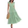 image:imageBTFBM Womens Summer Maxi Dress 2026 Spring Boho Vacation Ruffle Flutter Short Sleeve A Line Tiered Flowy Dresses PocketsSage Green