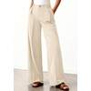 image:imageBTFBM Womens Wide Leg Palazzo Pants Button High Waisted with Pockets Casual Work Summer Outfits Trendy Business 2026Beige
