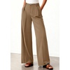 image:imageBTFBM Womens Wide Leg Palazzo Pants Button High Waisted with Pockets Casual Work Summer Outfits Trendy Business 2026Khaki