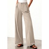 image:imageBTFBM Womens Wide Leg Palazzo Pants Button High Waisted with Pockets Casual Work Summer Outfits Trendy Business 2026Light Khaki