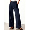 image:imageBTFBM Womens Wide Leg Palazzo Pants Button High Waisted with Pockets Casual Work Summer Outfits Trendy Business 2026Navy