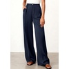 image:imageBTFBM Womens Wide Leg Palazzo Pants Button High Waisted with Pockets Casual Work Summer Outfits Trendy Business 2026Navy