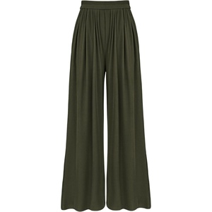 image:imageBTFBM Palazzo Pants for Women 2026 Summer Clothes Pockets High Waist Casual Ribbed Knit Flowy Spring Wide Leg TrousersArmy Green