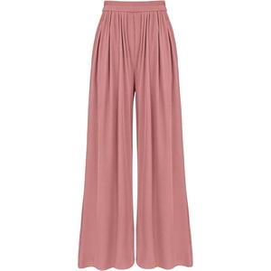 image:imageBTFBM Palazzo Pants for Women 2026 Summer Clothes Pockets High Waist Casual Ribbed Knit Flowy Spring Wide Leg TrousersDusty Pink