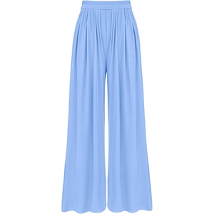 image:imageBTFBM Palazzo Pants for Women 2026 Summer Clothes Pockets High Waist Casual Ribbed Knit Flowy Spring Wide Leg TrousersLight Blue