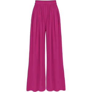 image:imageBTFBM Palazzo Pants for Women 2026 Summer Clothes Pockets High Waist Casual Ribbed Knit Flowy Spring Wide Leg TrousersRose Red