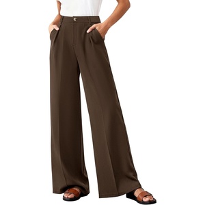 image:imageBTFBM Womens Wide Leg Palazzo Pants Button High Waisted with Pockets Casual Work Summer Outfits Trendy Business 2026Brown