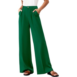 image:imageBTFBM Womens Wide Leg Palazzo Pants Button High Waisted with Pockets Casual Work Summer Outfits Trendy Business 2026Green
