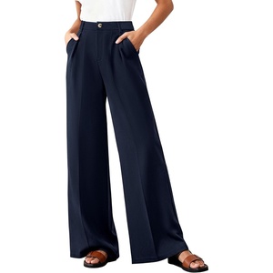 image:imageBTFBM Womens Wide Leg Palazzo Pants Button High Waisted with Pockets Casual Work Summer Outfits Trendy Business 2026Navy