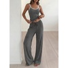 image:imageBTFBM Lounge Sets For Women 2026 Striped 2 Piece Pajama Sets Spaghetti Strap Tops Wide Leg Pants Beach Vacation OutfitsStriped Black White
