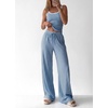 image:imageBTFBM Lounge Sets For Women 2026 Striped 2 Piece Pajama Sets Spaghetti Strap Tops Wide Leg Pants Beach Vacation OutfitsStriped Blue White