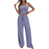 image:imageBTFBM Lounge Sets For Women 2026 Striped 2 Piece Pajama Sets Spaghetti Strap Tops Wide Leg Pants Beach Vacation OutfitsStriped Blue Pink