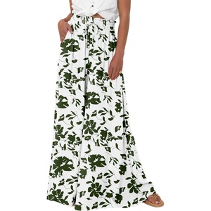 image:imageBTFBM Wide Leg Palazzo Pants for Women 2026 Summer Spring Casual High Waisted Flowy Trousers Boho Beach Vacation OutfitsPrint Army Green