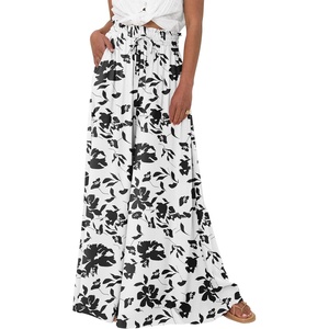 image:imageBTFBM Wide Leg Palazzo Pants for Women 2026 Summer Spring Casual High Waisted Flowy Trousers Boho Beach Vacation OutfitsPrint Black
