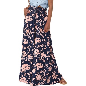 image:imageBTFBM Wide Leg Palazzo Pants for Women 2026 Summer Spring Casual High Waisted Flowy Trousers Boho Beach Vacation OutfitsPrint Navy Pink
