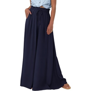 image:imageBTFBM Wide Leg Palazzo Pants for Women 2026 Summer Spring Casual High Waisted Flowy Trousers Boho Beach Vacation OutfitsSolid Navy