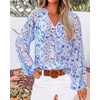image:imageBTFBM Blouses for Women Dressy Casual Floral Summer Boho Tops V Neck Lightweight Long Sleeve Shirts Spring Clothes 2026Floral Dark Blue