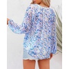 image:imageBTFBM Blouses for Women Dressy Casual Floral Summer Boho Tops V Neck Lightweight Long Sleeve Shirts Spring Clothes 2026Floral Dark Blue